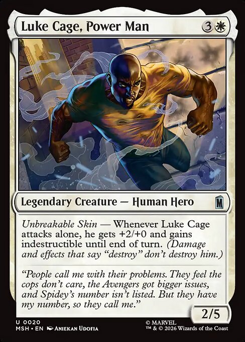Luke Cage, Power Man - Marvel Super Heroes (#20) - Illustrated by Aniekan Udofia - Magic: The Gathering Card