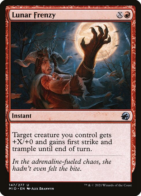 Lunar Frenzy - Innistrad: Midnight Hunt (#147) - Illustrated by Alix Branwyn - Magic: The Gathering Card