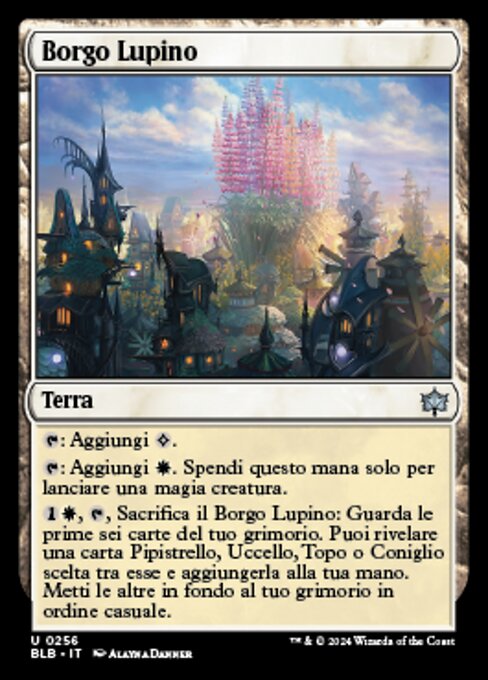 Village de Fleurdelupin (Lupinflower Village) - Bloomburrow (#256) - Illustrated by Alayna Danner - Magic: The Gathering Card