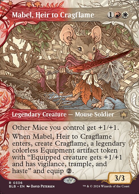 Mabel, Heir to Cragflame - Bloomburrow (#336) - Illustrated by David Petersen - Magic: The Gathering Card