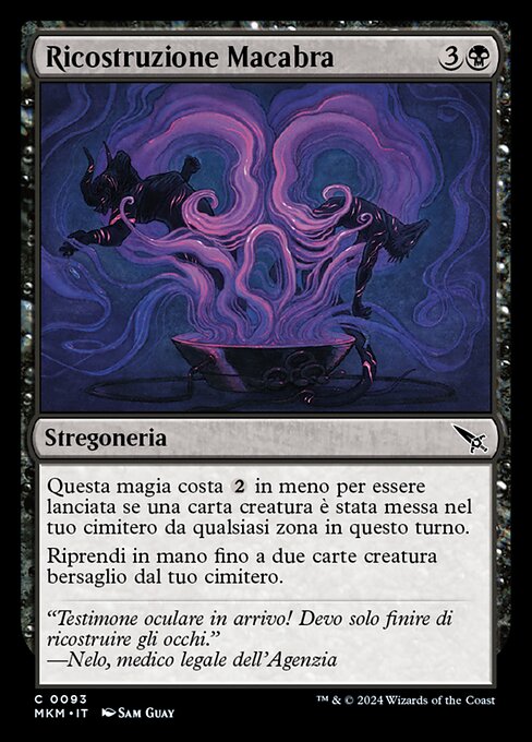 Ricostruzione Macabra (Macabre Reconstruction) - Murders at Karlov Manor (#93) - Illustrated by Sam Guay - Magic: The Gathering Card