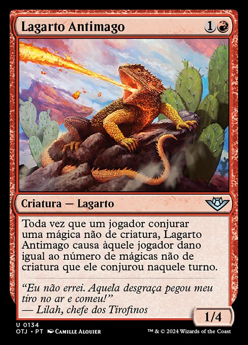 Lagarto Antimago (Magebane Lizard) - Outlaws of Thunder Junction (#134) - Illustrated by Camille Alquier - Magic: The Gathering Card