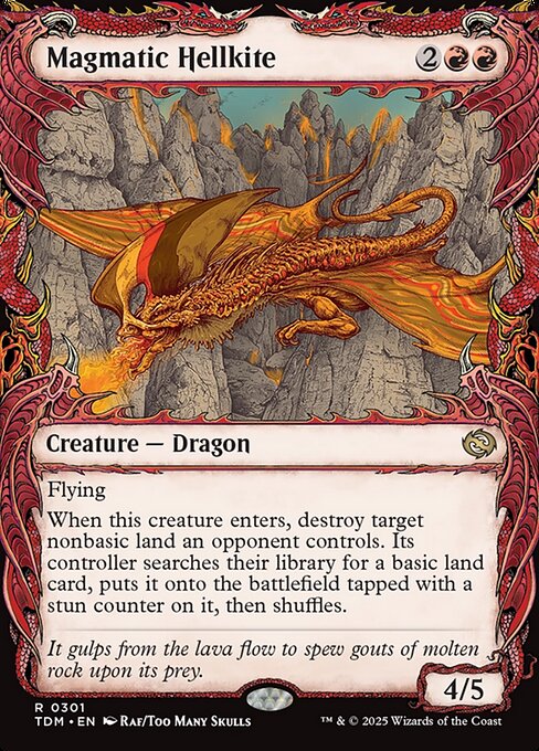 Magmatischer Höllendrache (Magmatic Hellkite) - Tarkir: Dragonstorm (#301) - Illustrated by Rafal Wechterowicz (Too Many Skulls) - Magic: The Gathering Card