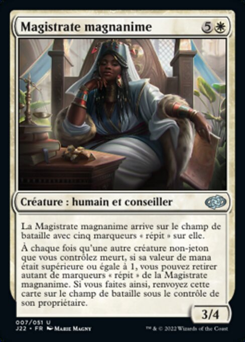 寛大な判事 (Magnanimous Magistrate) - Jumpstart 2022 (#7) - Illustrated by Marie Magny - Magic: The Gathering Card