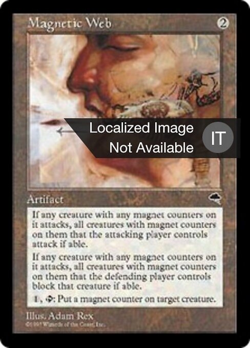 Ragnatela Magnetica (Magnetic Web) - Tempest (#295) - Illustrated by Adam Rex - Magic: The Gathering Card