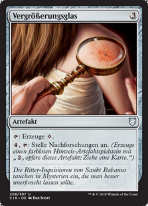 Lente de aumento (Magnifying Glass) - Shadows over Innistrad (#258) - Illustrated by Dan Murayama Scott - Magic: The Gathering Card