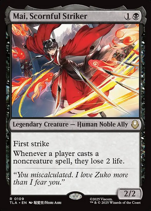 Mai, Scornful Striker - Avatar: The Last Airbender (#109) - Illustrated by Hori Airi - Magic: The Gathering Card