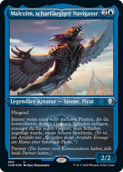 Malcolm, scharfäugiger Navigator (Malcolm, Keen-Eyed Navigator) - Commander Legends (#560) - Illustrated by Eric Deschamps - Magic: The Gathering Card