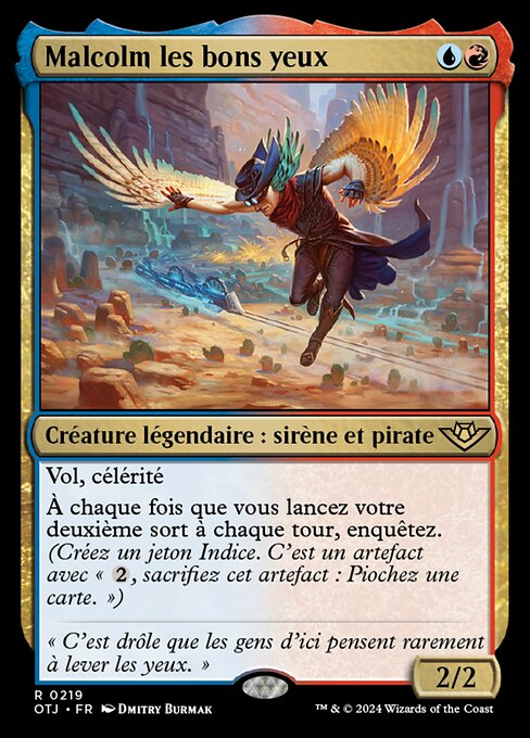 Malcolm les bons yeux (Malcolm, the Eyes) - Outlaws of Thunder Junction (#219) - Illustrated by Dmitry Burmak - Magic: The Gathering Card