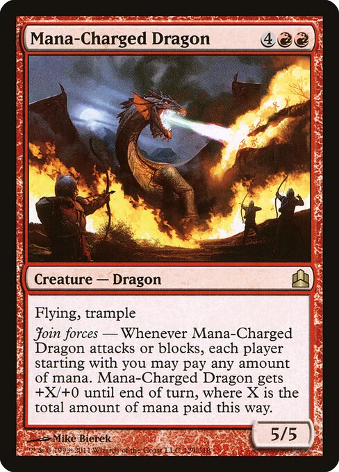 Drago Carico di Mana (Mana-Charged Dragon) - Commander 2011 (#129) - Illustrated by Mike Bierek - Magic: The Gathering Card