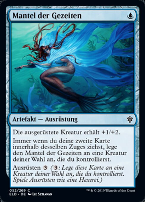 Manto de mareas (Mantle of Tides) - Throne of Eldraine (#52) - Illustrated by Lie Setiawan - Magic: The Gathering Card