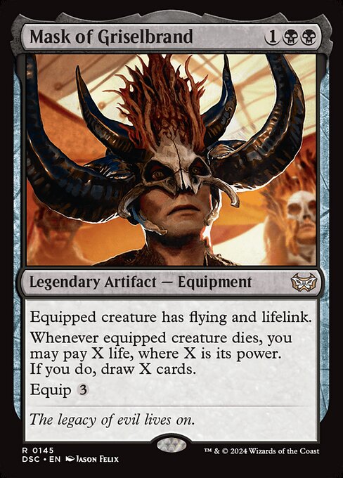 Mask of Griselbrand - Duskmourn: House of Horror Commander (#145) - Illustrated by Jason Felix - Magic: The Gathering Card