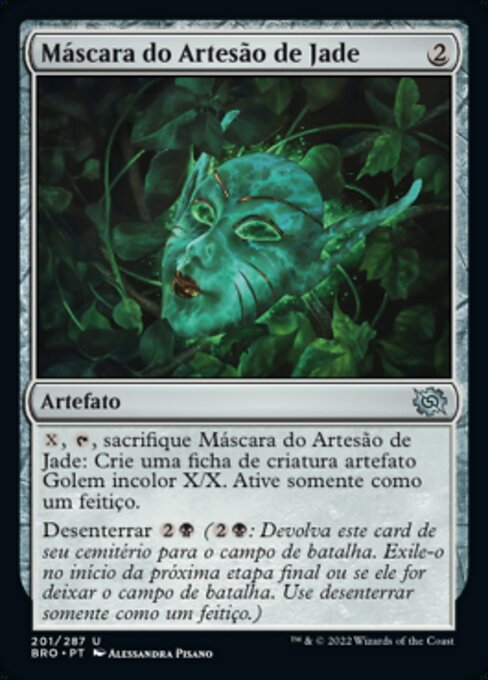 Máscara do Artesão de Jade (Mask of the Jadecrafter) - The Brothers' War (#201) - Illustrated by Alessandra Pisano - Magic: The Gathering Card