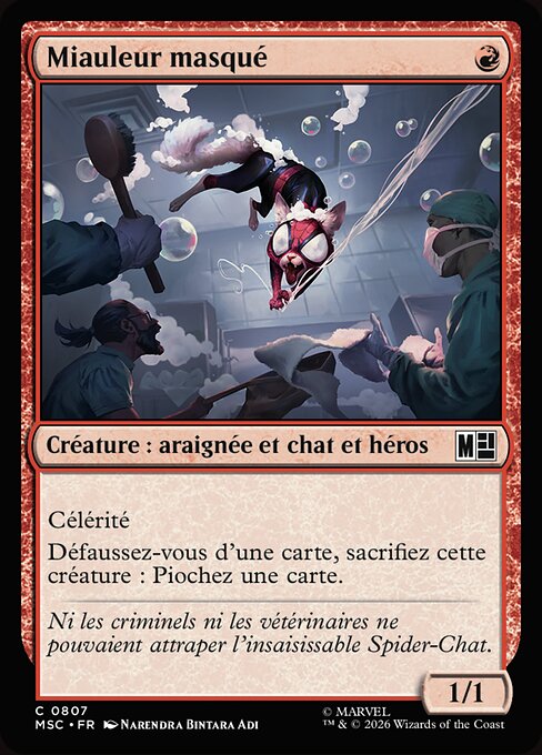 マスクド・ミャオ (Masked Meower) - Marvel Super Heroes Commander (#807) - Illustrated by Narendra Bintara Adi - Magic: The Gathering Card