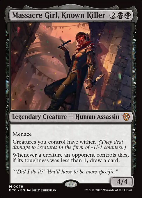 Massacre Girl, Known Killer - Lorwyn Eclipsed Commander (#79) - Illustrated by Billy Christian - Magic: The Gathering Card