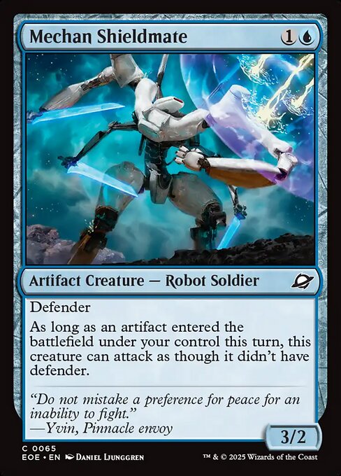 メカンの盾（たて）仲（なか）間（ま） (Mechan Shieldmate) - Edge of Eternities (#65) - Illustrated by Daniel Ljunggren - Magic: The Gathering Card