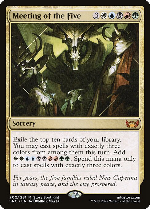 Meeting of the Five - Streets of New Capenna (#202) - Illustrated by Dominik Mayer - Magic: The Gathering Card