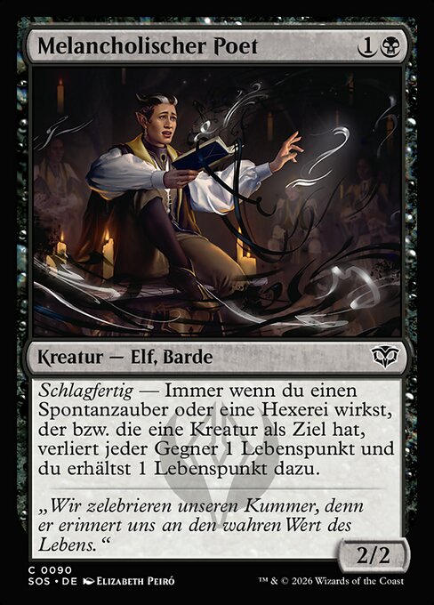 Melancholischer Poet (Melancholic Poet) - Secrets of Strixhaven (#90) - Illustrated by Elizabeth Peiró - Magic: The Gathering Card