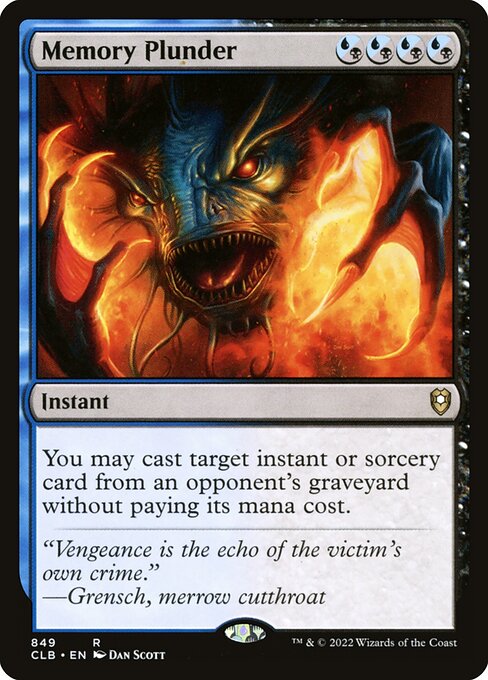 Saccagement de mémoire (Memory Plunder) - Commander Legends: Battle for Baldur's Gate (#849) - Illustrated by Dan Murayama Scott - Magic: The Gathering Card