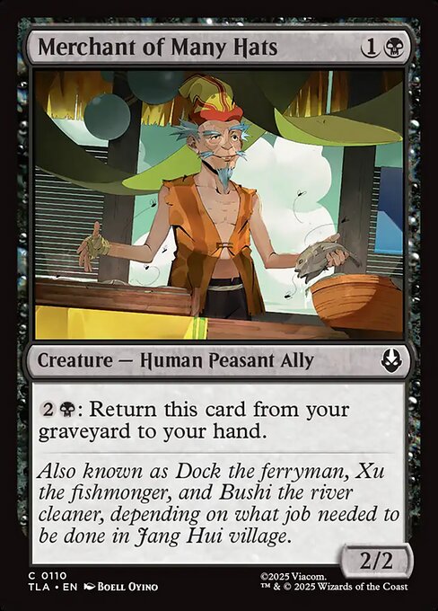 Marchand aux multiples chapeaux (Merchant of Many Hats) - Avatar: The Last Airbender (#110) - Illustrated by Boell Oyino - Magic: The Gathering Card