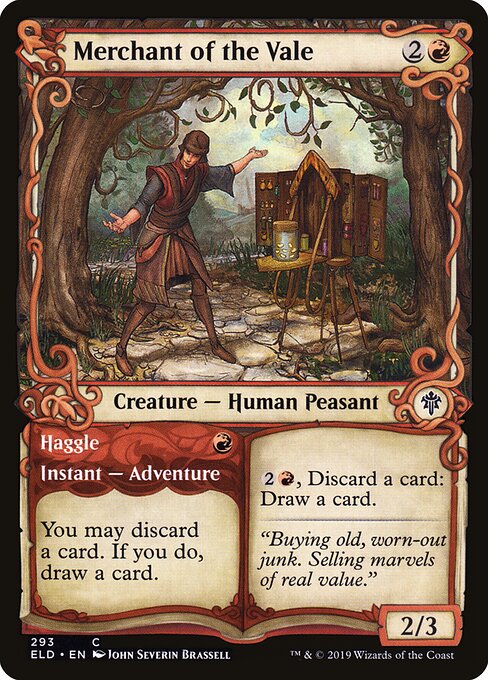 Merchant of the Vale // Haggle - Throne of Eldraine (#293) - Illustrated by John Severin Brassell - Magic: The Gathering Card