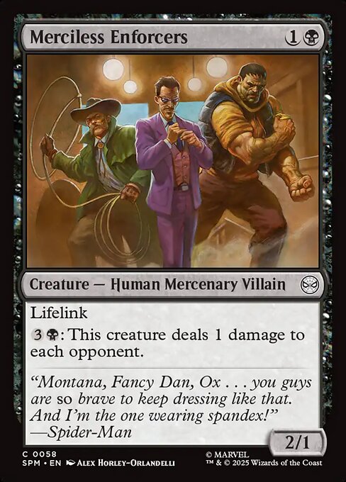 Merciless Enforcers - Marvel's Spider-Man (#58) - Illustrated by Alex Horley-Orlandelli - Magic: The Gathering Card