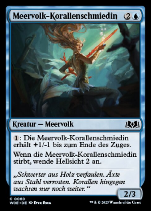 Meervolk-Korallenschmiedin (Merfolk Coralsmith) - Wilds of Eldraine (#60) - Illustrated by Evyn Fong - Magic: The Gathering Card