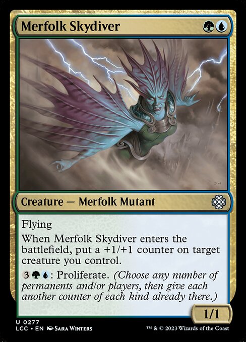 Merfolk Skydiver - The Lost Caverns of Ixalan Commander (#277) - Illustrated by Sara Winters - Magic: The Gathering Card