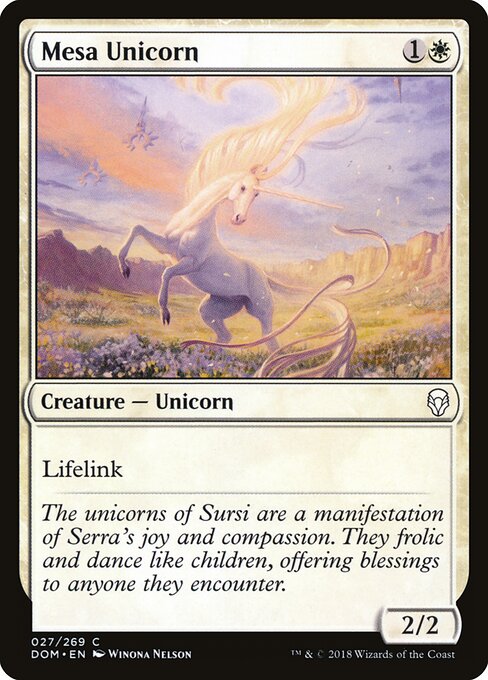 台地独角兽 (Mesa Unicorn) - Dominaria (#27) - Illustrated by Winona Nelson - Magic: The Gathering Card