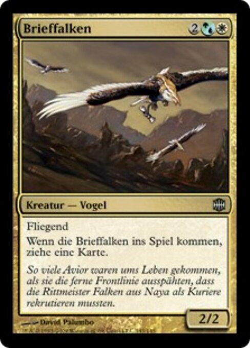 Falconi Messaggeri (Messenger Falcons) - Alara Reborn (#145) - Illustrated by David Palumbo - Magic: The Gathering Card