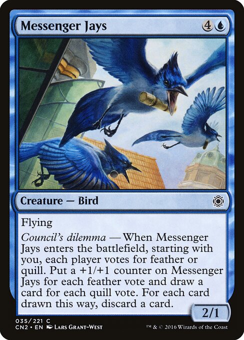 Messenger Jays - Conspiracy: Take the Crown (#35) - Illustrated by Lars Grant-West - Magic: The Gathering Card