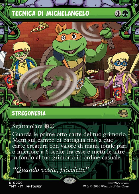 ミケランジェロの奥義 (Michelangelo's Technique) - Teenage Mutant Ninja Turtles (#239) - Illustrated by Florey - Magic: The Gathering Card
