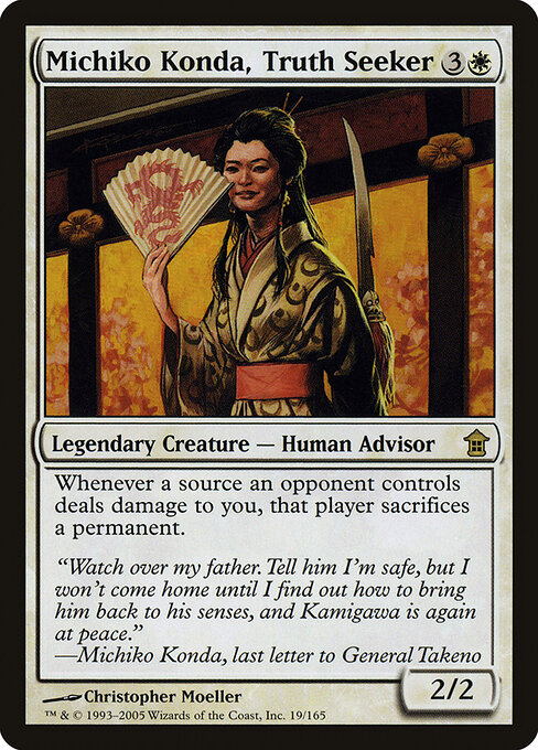 Michiko Konda, Truth Seeker - Saviors of Kamigawa (#19) - Illustrated by Christopher Moeller - Magic: The Gathering Card