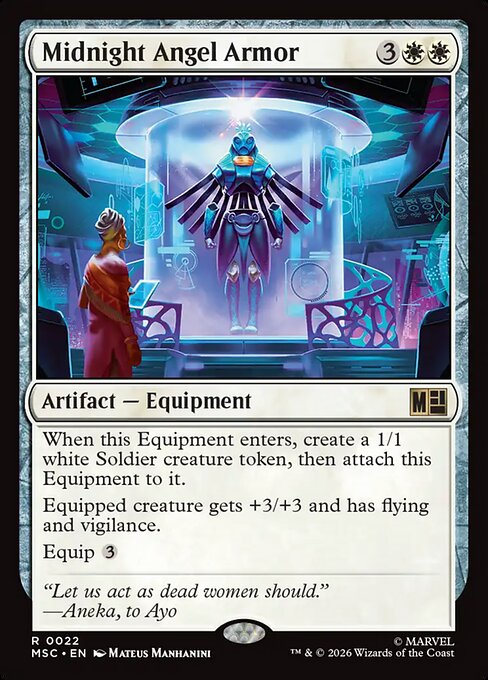 Midnight Angel Armor - Marvel Super Heroes Commander (#22) - Illustrated by Mateus Manhanini - Magic: The Gathering Card