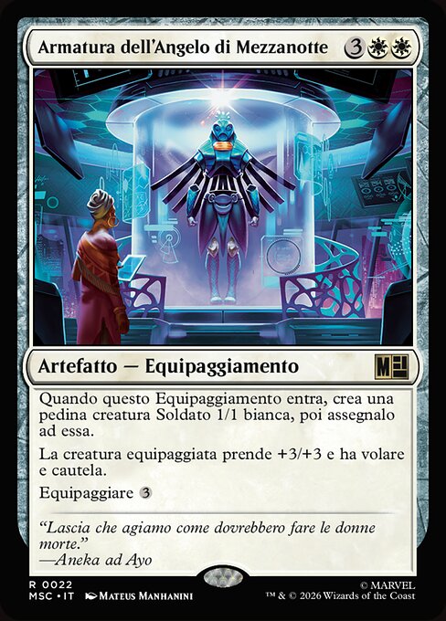 Armure de Midnight Angel (Midnight Angel Armor) - Marvel Super Heroes Commander (#316) - Illustrated by Mateus Manhanini - Magic: The Gathering Card