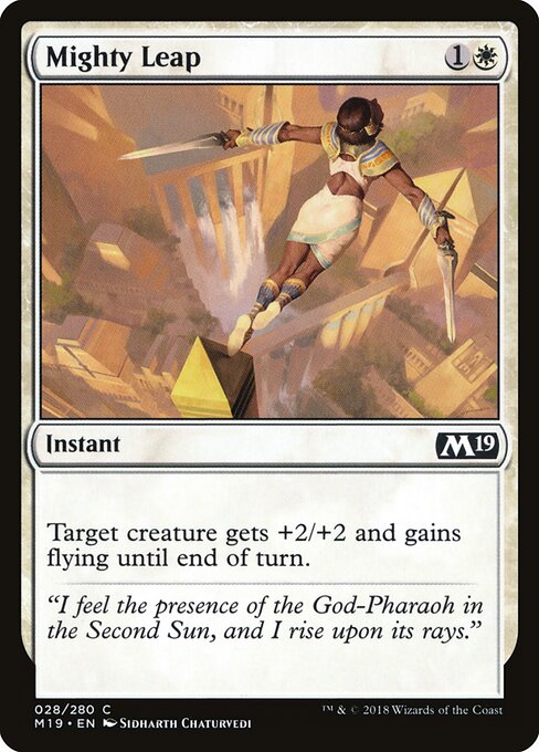 大步飛躍 (Mighty Leap) - Core Set 2019 (#28) - Illustrated by Sidharth Chaturvedi - Magic: The Gathering Card