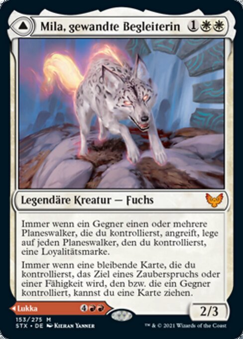 Mila, Crafty Companion // Lukka, Wayward Bonder - Strixhaven: School of Mages (#153) - Illustrated by Kieran Yanner - Magic: The Gathering Card