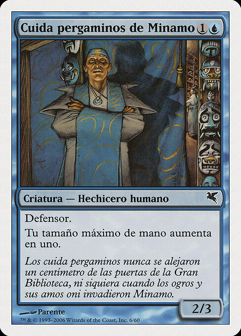 Cuida pergaminos de Minamo (Minamo Scrollkeeper) - Salvat 2005 (#H6) - Illustrated by Paolo Parente - Magic: The Gathering Card