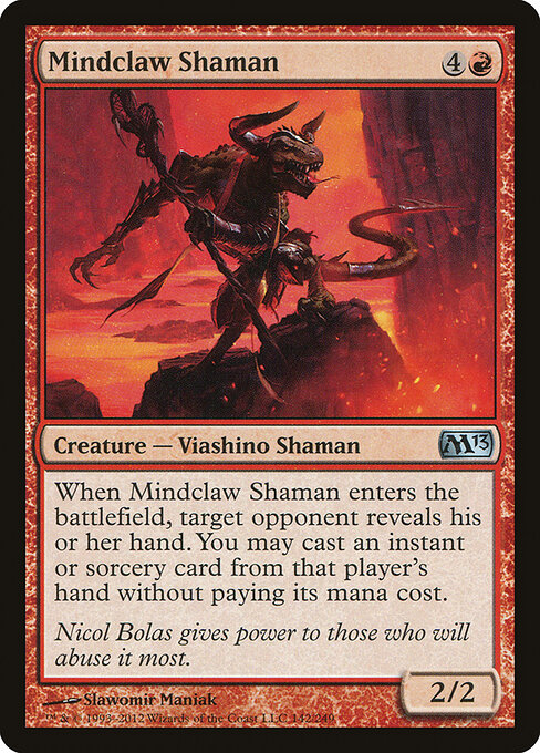 Xamã da Garra Mental (Mindclaw Shaman) - Magic 2013 (#142) - Illustrated by Slawomir Maniak - Magic: The Gathering Card