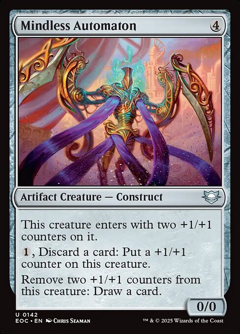 Mindless Automaton - Edge of Eternities Commander (#142) - Illustrated by Chris Seaman - Magic: The Gathering Card