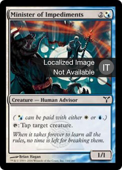 Minister für Hindernisse (Minister of Impediments) - Dissension (#144) - Illustrated by Brian Hagan - Magic: The Gathering Card