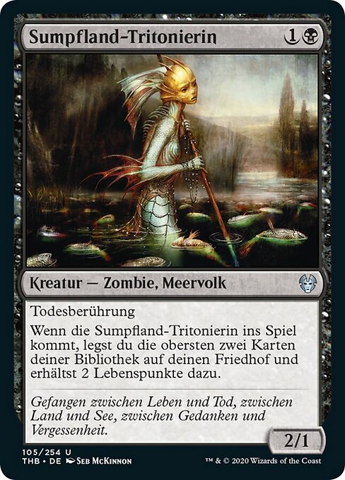 Sumpfland-Tritonierin (Mire Triton) - Theros Beyond Death (#105) - Illustrated by Seb McKinnon - Magic: The Gathering Card