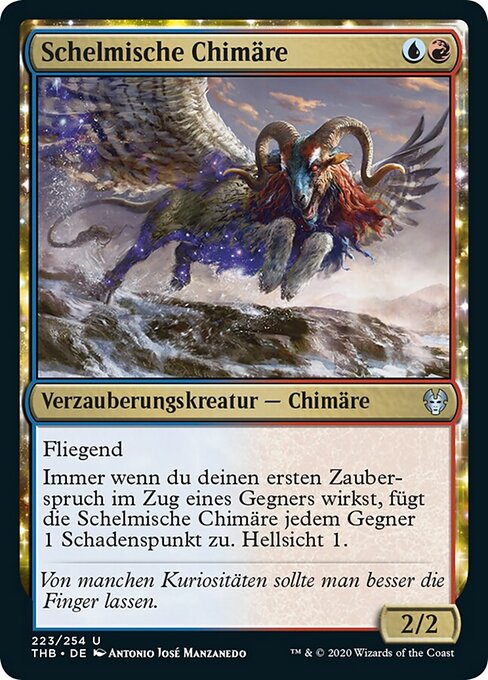 말썽꾸러기 키메라 (Mischievous Chimera) - Theros Beyond Death (#223) - Illustrated by Antonio José Manzanedo - Magic: The Gathering Card