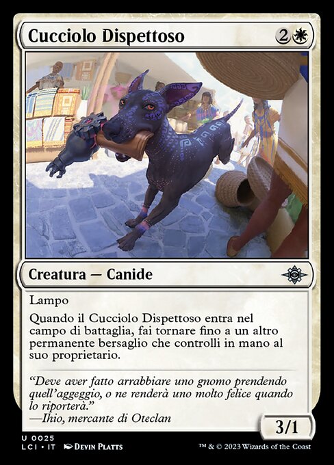 悪戯好きの子犬 (Mischievous Pup) - Foundations (#144) - Illustrated by Devin Platts - Magic: The Gathering Card