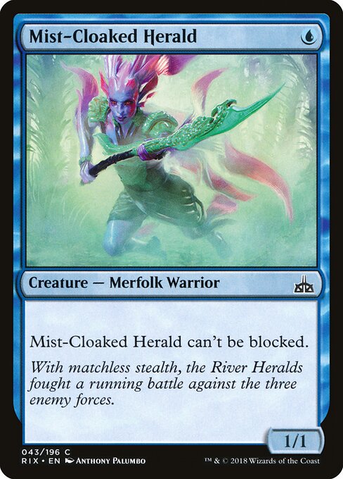 雾隐传令 (Mist-Cloaked Herald) - Core Set 2019 (#310) - Illustrated by Anthony Palumbo - Magic: The Gathering Card