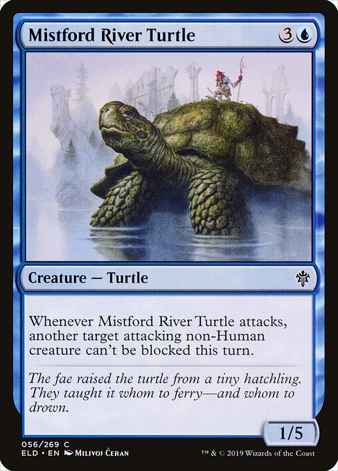 Tartaruga del Fiume Brumaguado (Mistford River Turtle) - Throne of Eldraine (#56) - Illustrated by Milivoj Ćeran - Magic: The Gathering Card