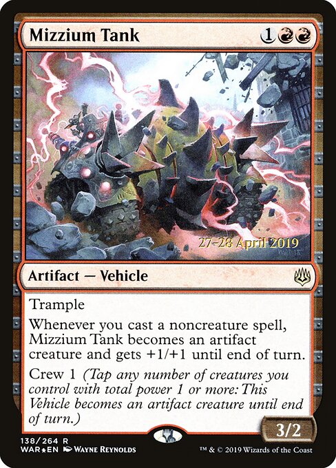 Mizzium-Panzer (Mizzium Tank) - War of the Spark (#138) - Illustrated by Wayne Reynolds - Magic: The Gathering Card