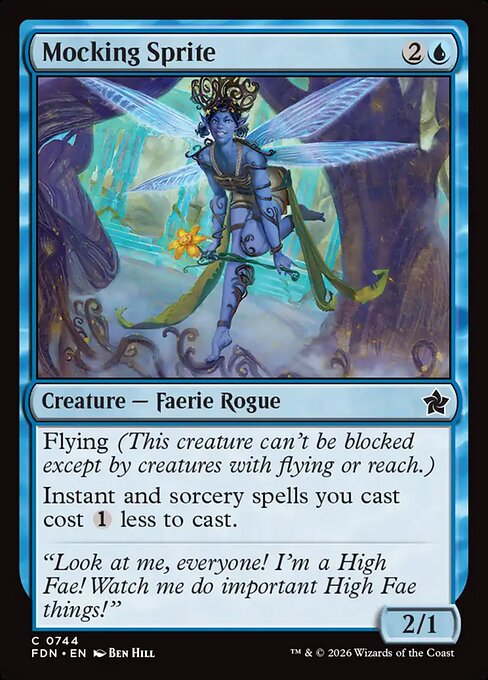Mocking Sprite - Foundations Magic card