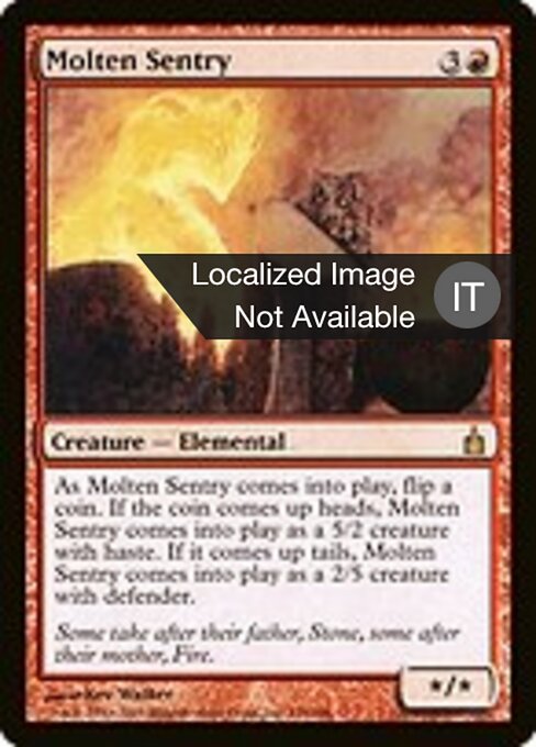 融铸哨兵 (Molten Sentry) - Ravnica: City of Guilds (#136) - Illustrated by Kev Walker - Magic: The Gathering Card