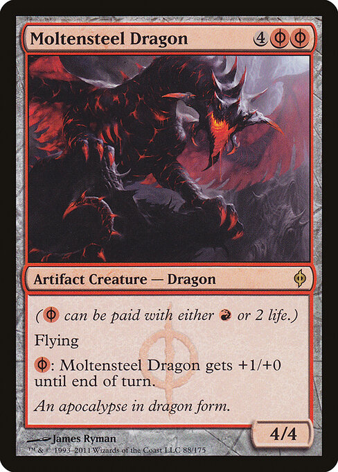 Drago d'Acciaio Fuso (Moltensteel Dragon) - New Phyrexia (#88) - Illustrated by James Ryman - Magic: The Gathering Card
